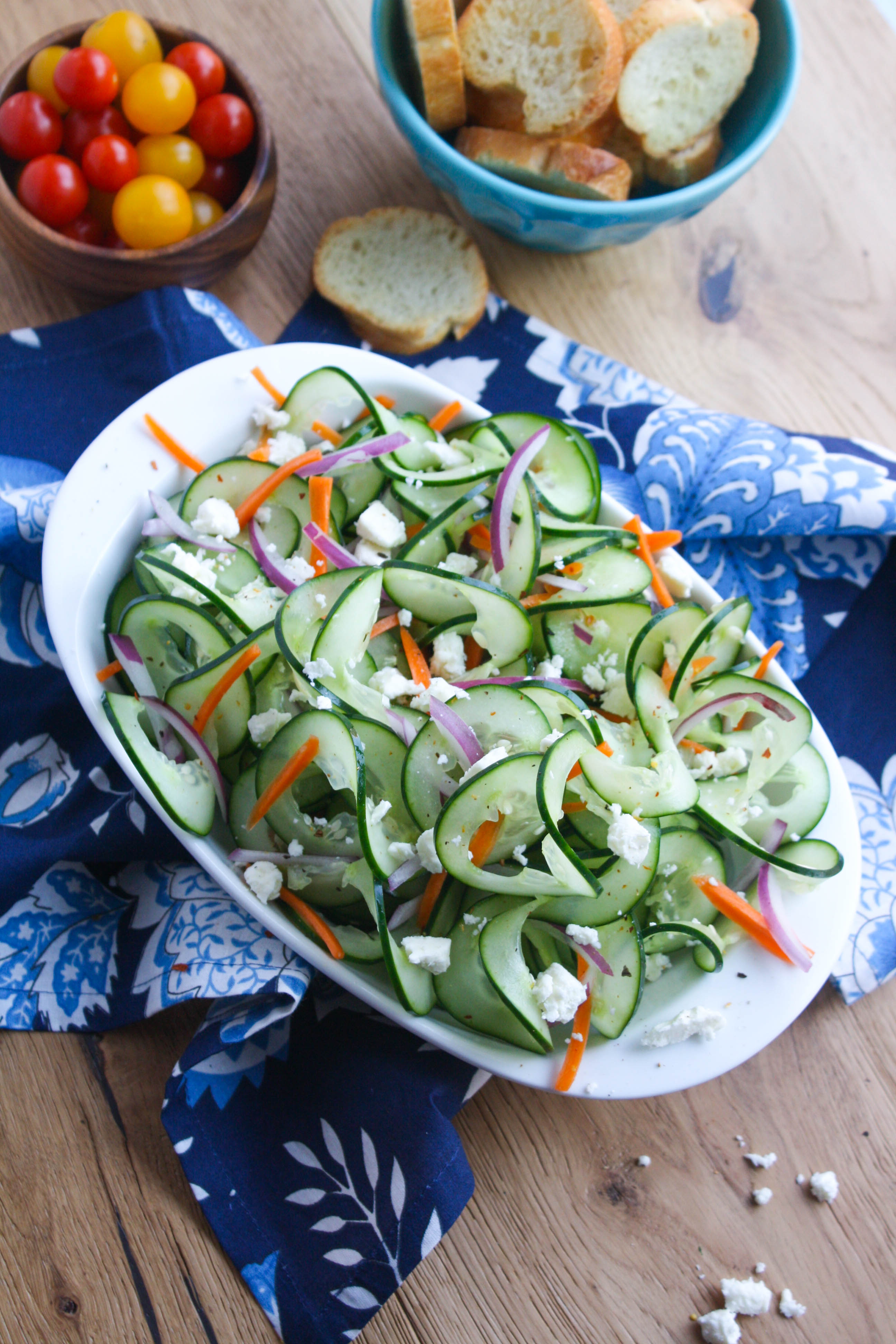 Sweet and Tangy Cucumber Ribbon Salad is a fabulous side dish for any meal. This simple salad is so easy to make.