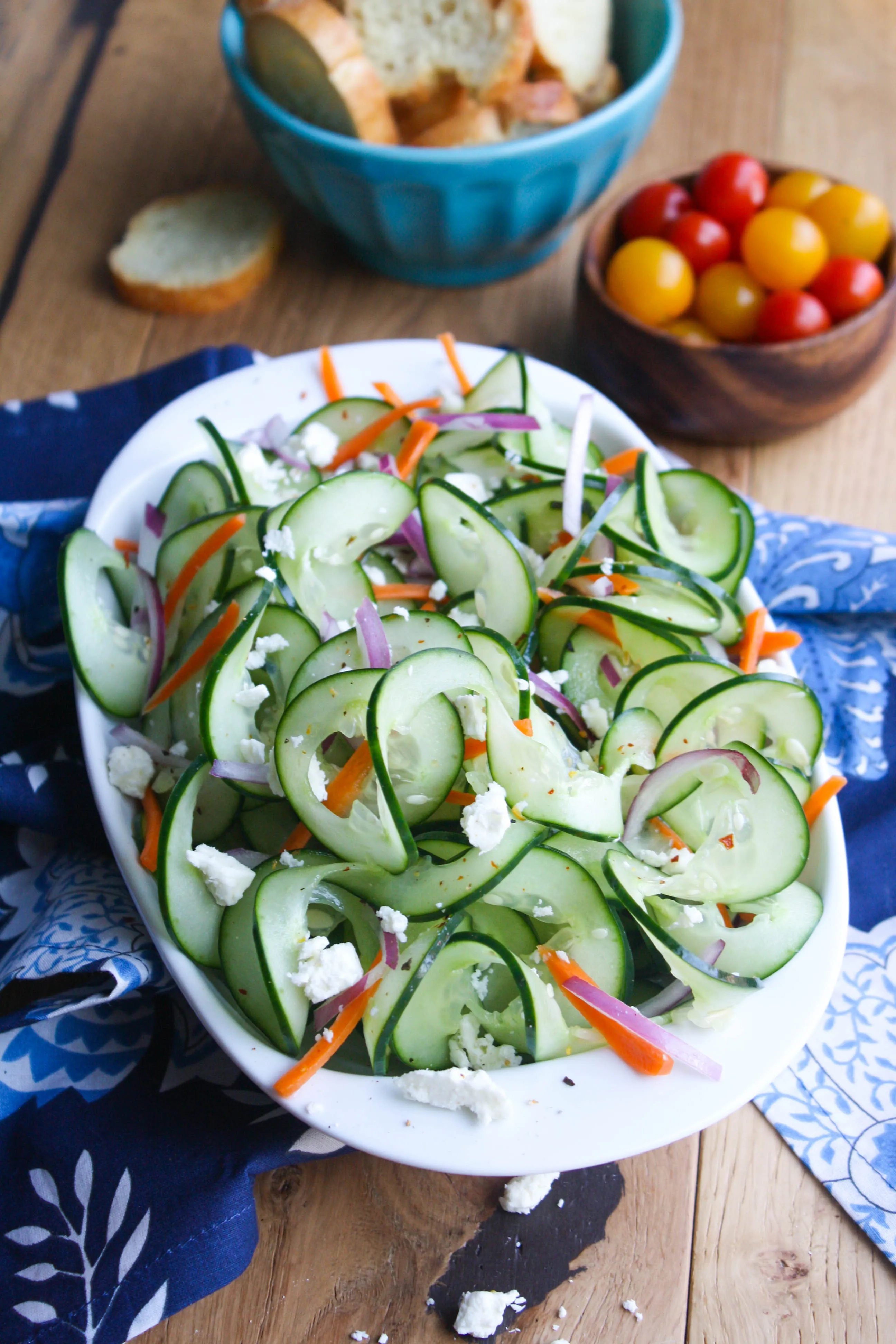 Sweet and Tangy Cucumber Ribbon Salad is your go-to salad when you need something quick. You'll love the flavors in this salad.
