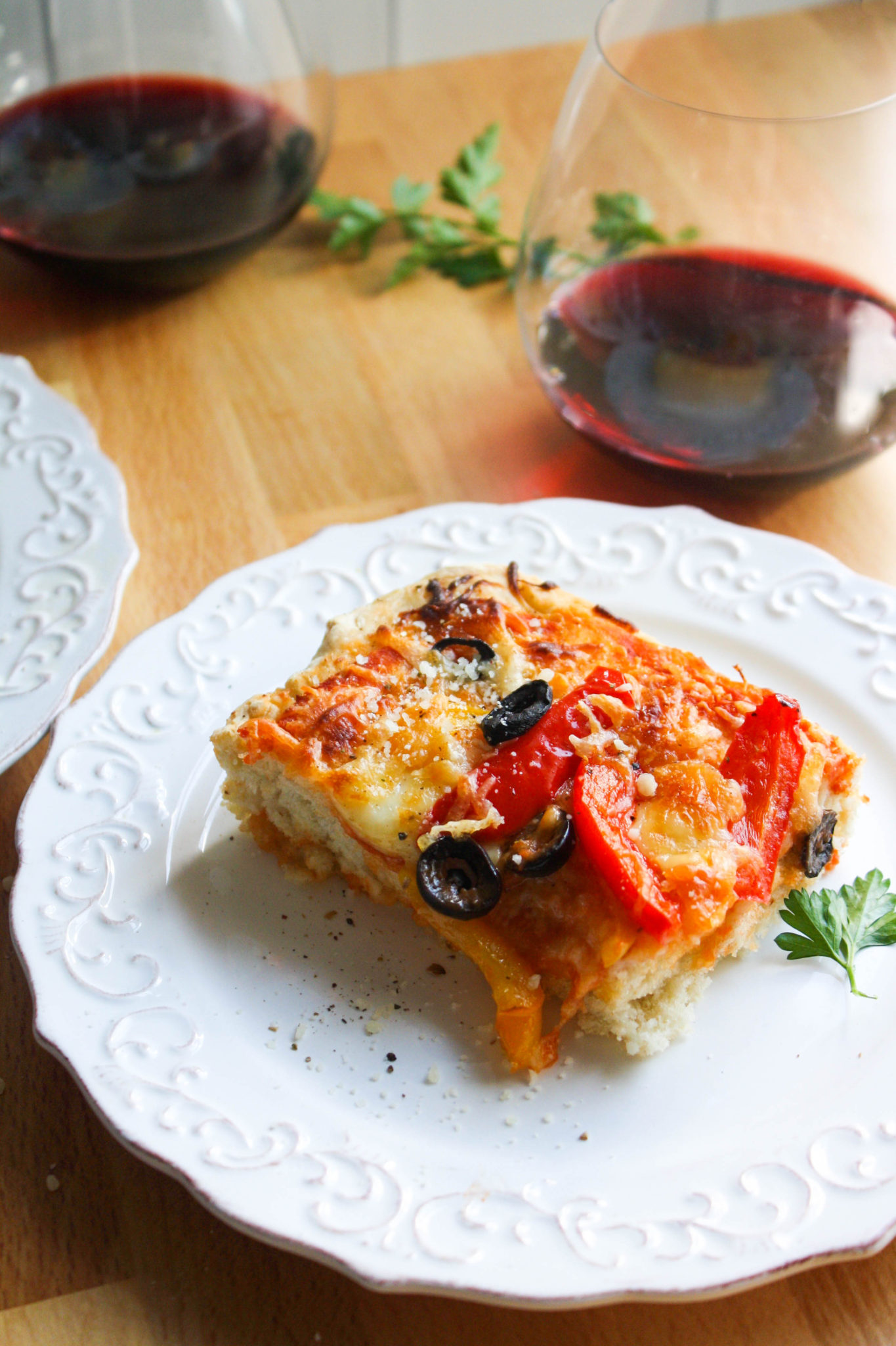 Thick Crust Bell Pepper and Olive Pizza