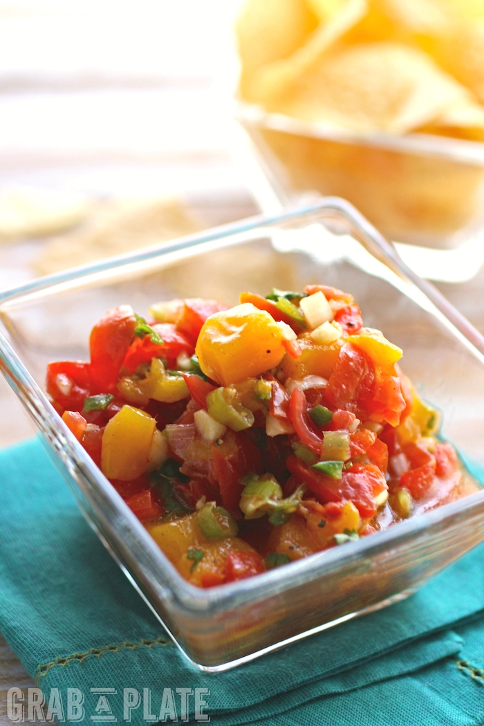 Tomato-Mango Salsa is perfect for dipping into with chips