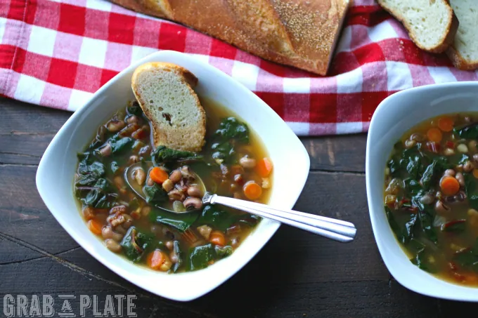 Black-Eyed Pea & Swiss Chard Soup with Pancetta is a delicious (and easy-to-make) dish for the season.