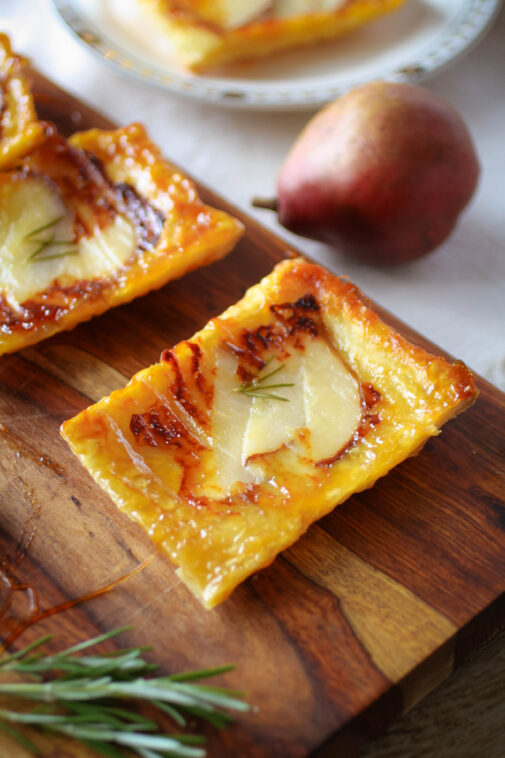 UpsideDown Pear Puff Pastry Tarts
