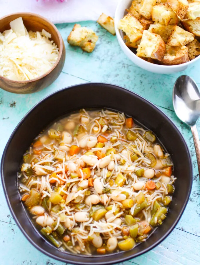 Vegetable and Bean Soup with Pasta is a delight for a great main dish meal.