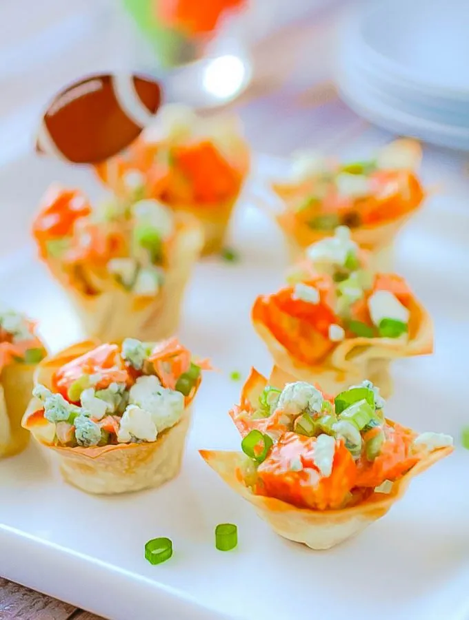 Buffalo Tempeh Wonton Cups are super-tasty as an appetizer anytime. These Vegetarian Buffalo Tempeh Wonton Cups make a fabulous snack!