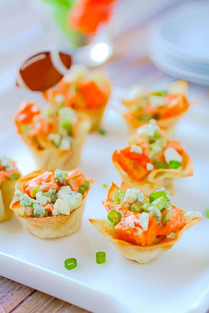 Vegetarian Buffalo Tempeh Wonton Cups are super-tasty as an appetizer anytime. These Vegetarian Buffalo Tempeh Wonton Cups make a fabulous snack!
