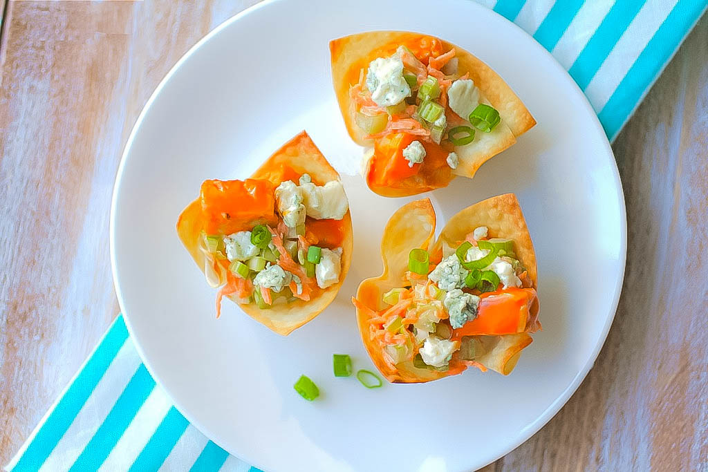 Vegetarian Buffalo Tempeh Wonton Cups are yummy snacks anytime. You'll love these Vegetarian Buffalo Tempeh Wonton Cups to snack on!