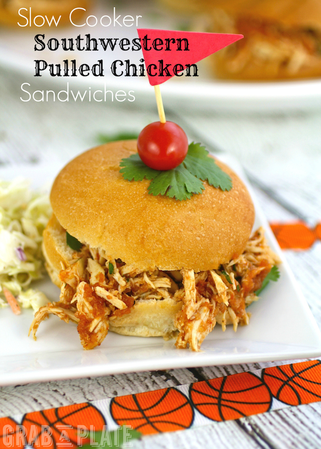 Slow Cooker Southwestern Pulled Chicken Sandwiches
