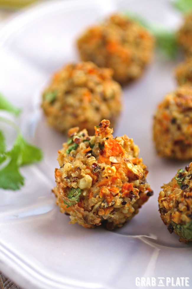 Perfect as a gluten-free snack everyone will love, Quinoa Bites with Carrot and Cilantro are full of flavor