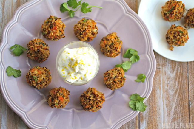 Serve Quinoa Bites with Carrot and Cilantro alone or with a dip