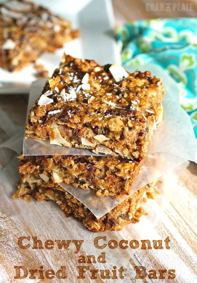 Chewy Coconut and Dried Fruit Bars are a healthy snack