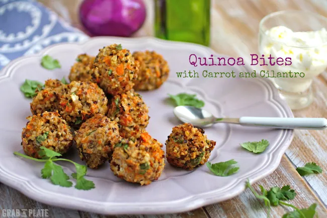 A gluten-free, delicious snack: Quinoa Bites with Carrot and Cilantro