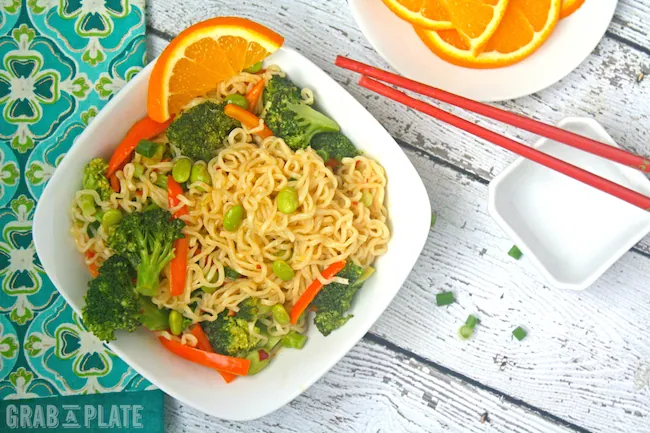 Pile your bowl with Ramen and Veggies in Orange-chili Sauce for a comforting meal