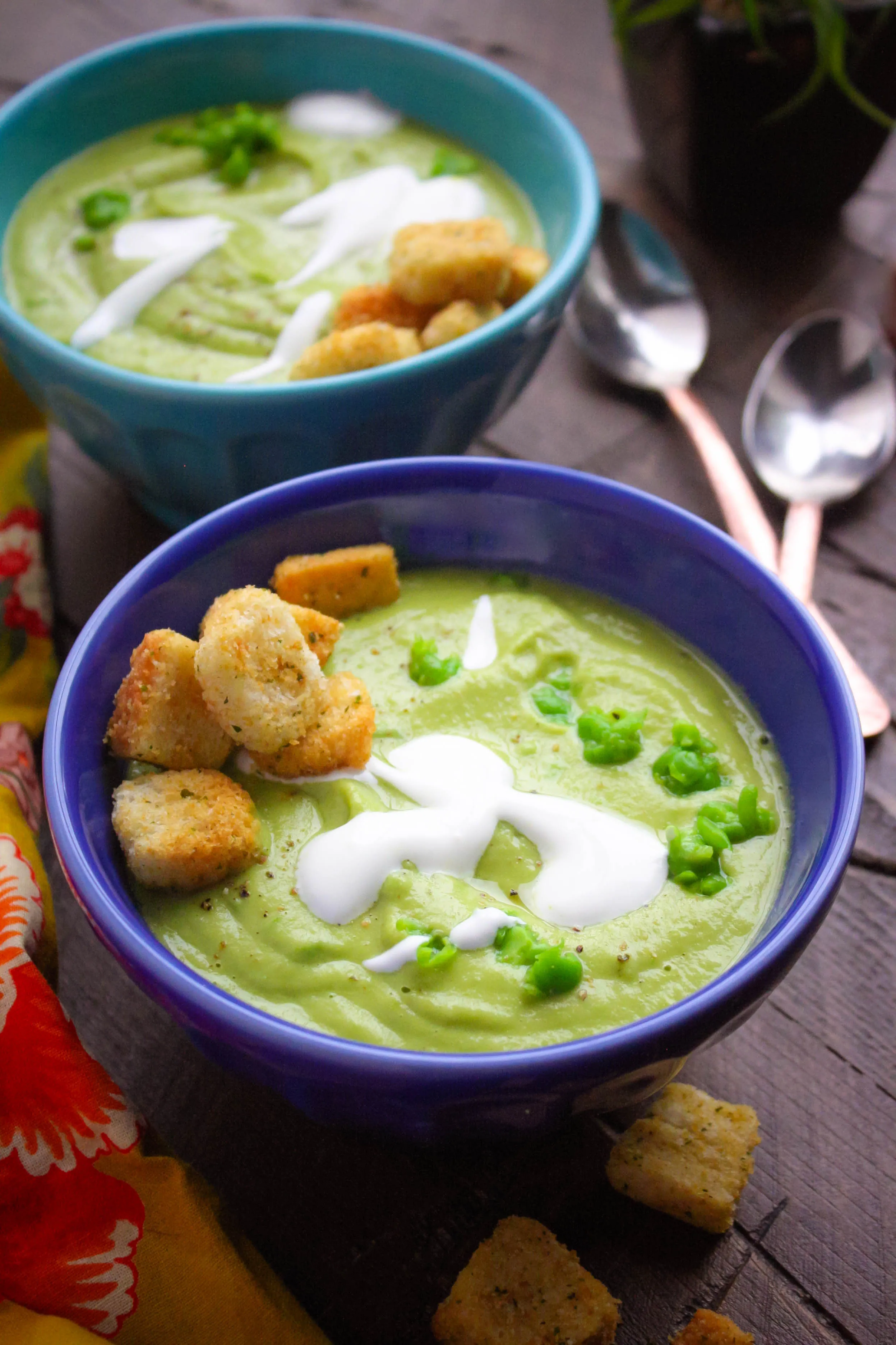 Warm Avocado and Pea Soup is like a bowl of springtime! Warm Avocado and Pea Soup is bold in color and so tasty, too!