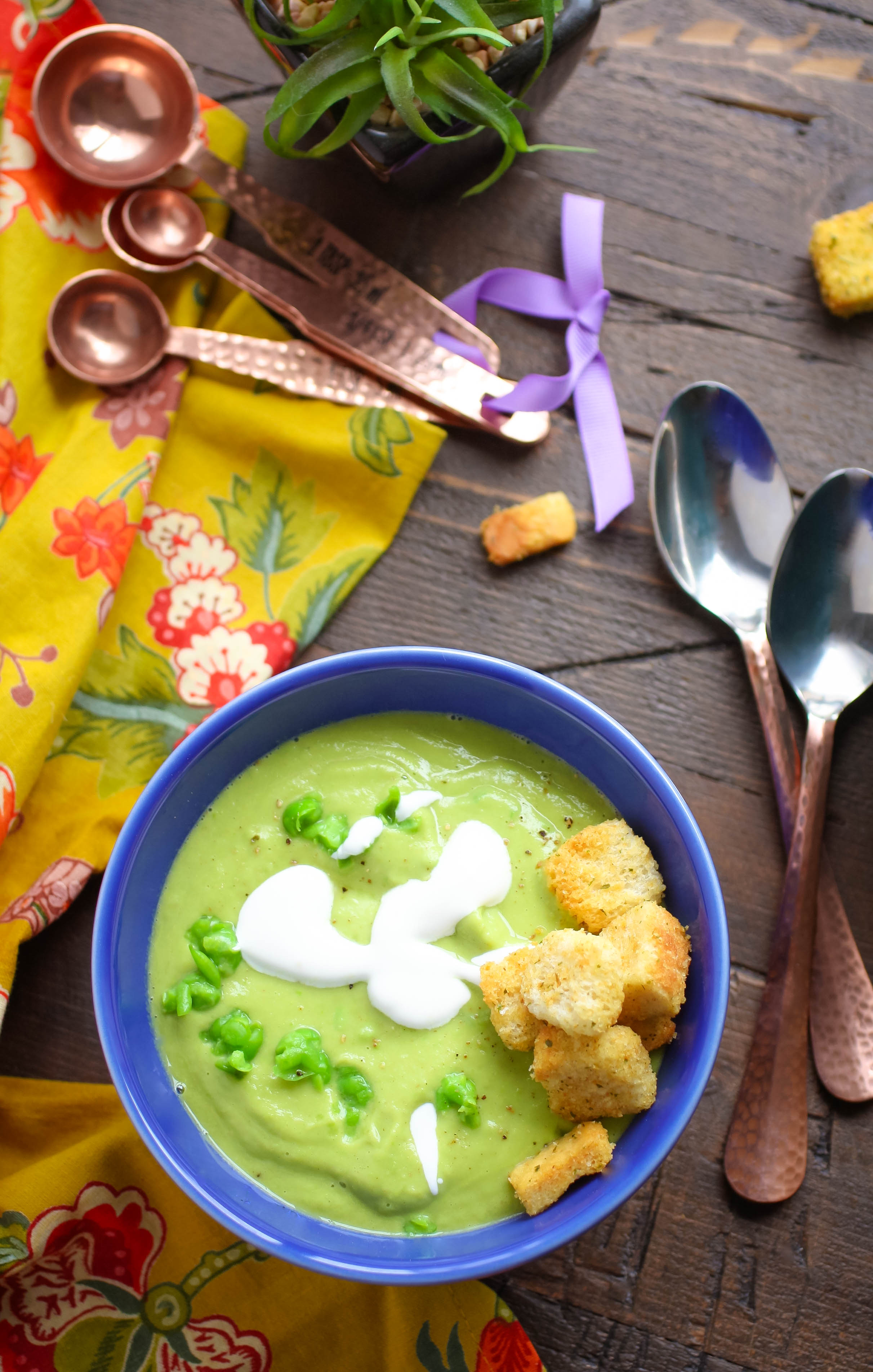 Warm Avocado and Pea Soup is such a tasty, vegetarian dish for this spring! Warm Avocado and Pea Soup is a lovely dish to serve this spring.