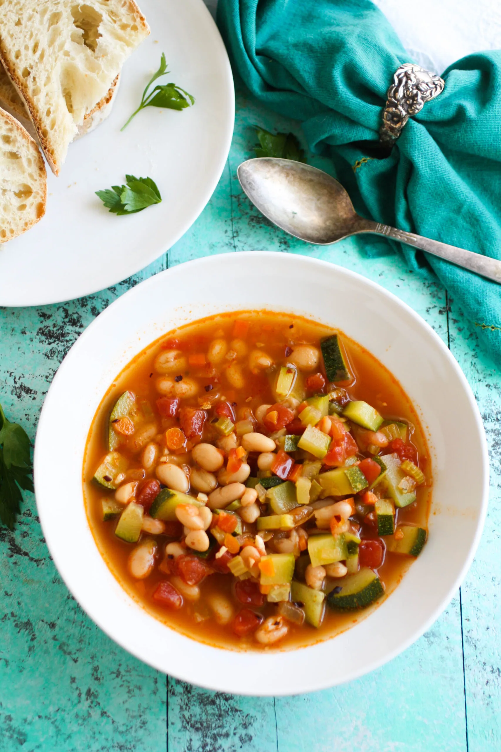 White Bean and Zucchini Soup is easy to make with basic ingredients for a hearty, healthy meal!