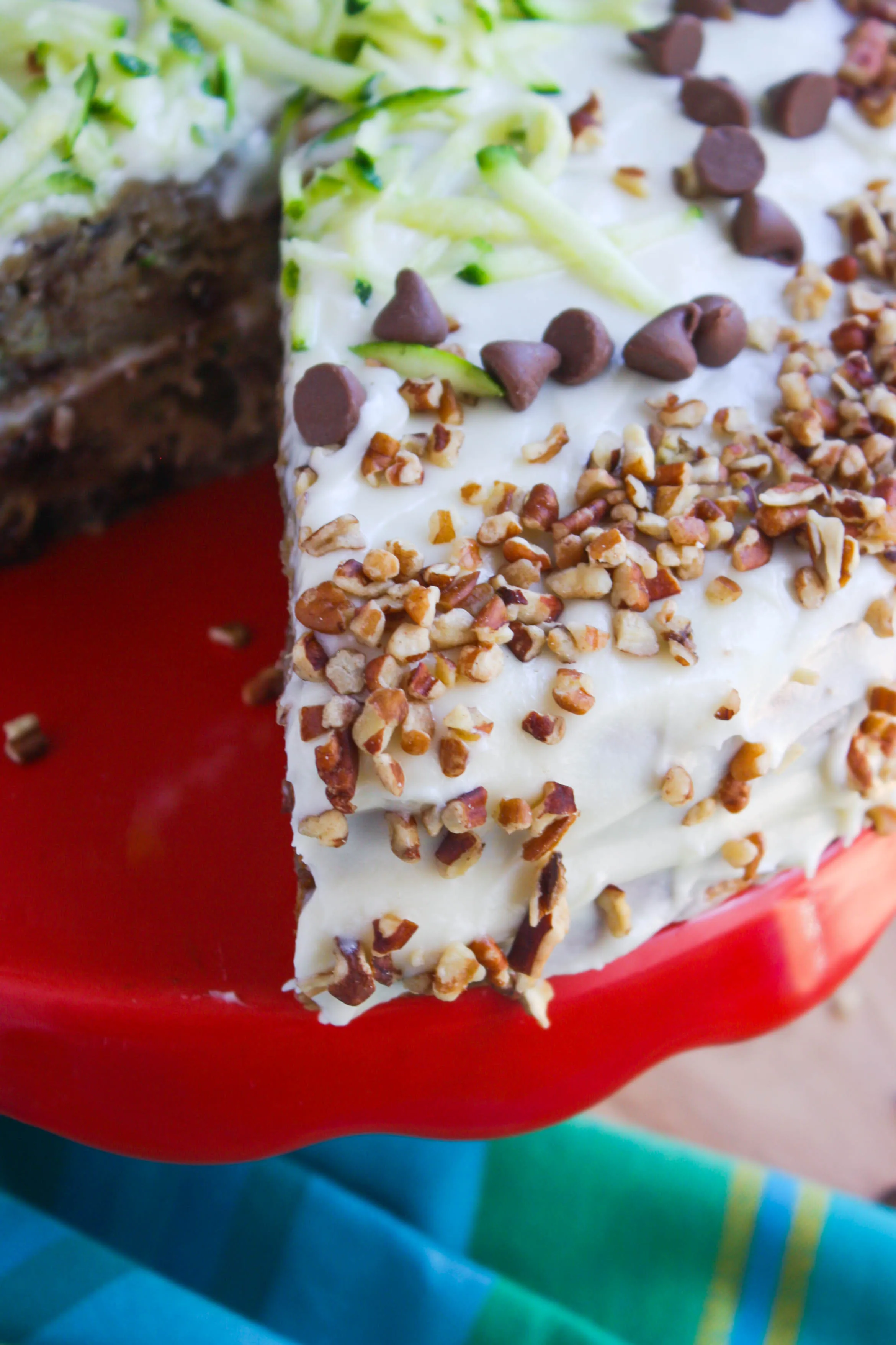 Zucchini-Banana Cake with Cream Cheese Frosting is a moist and delicious cake. Serve this dessert for a special occasion this summer!