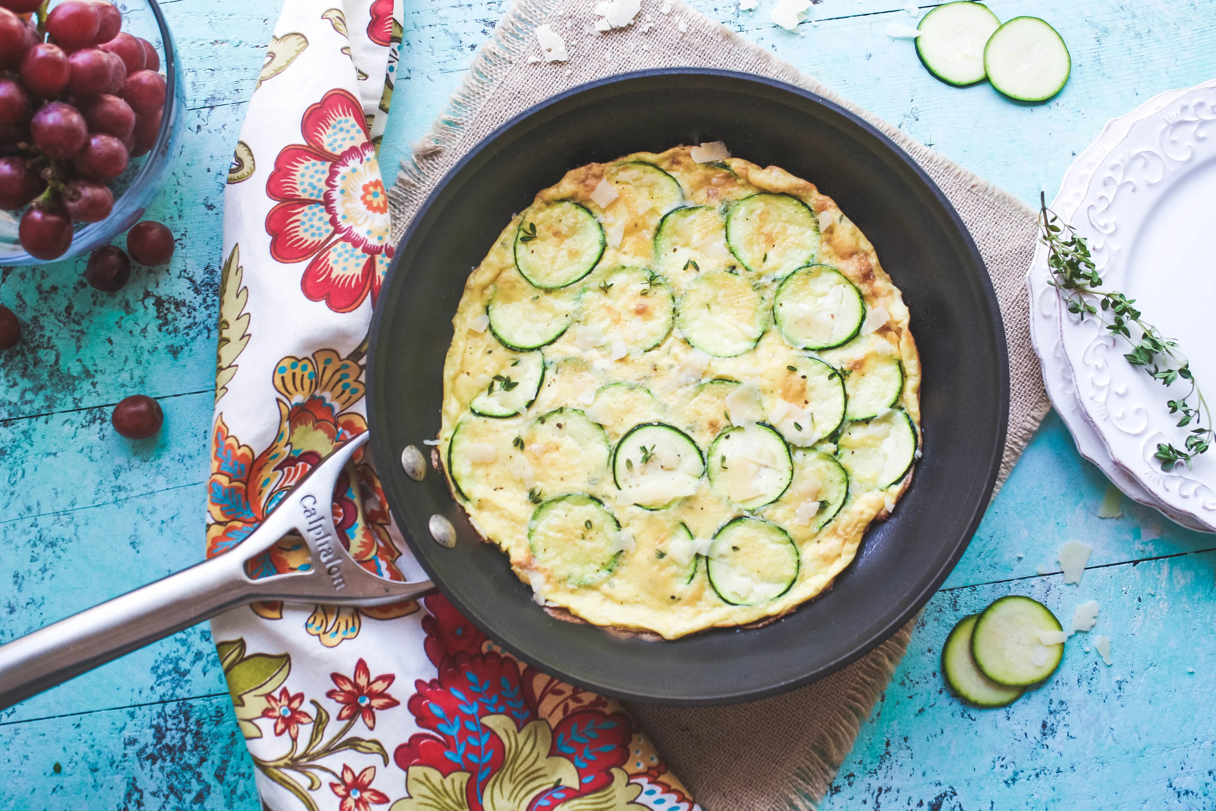 Zucchini-thyme frittata for two is a simple dish that's perfect for breakfast. Zucchini-thyme frittata for two makes a delightful dish for any meal.
