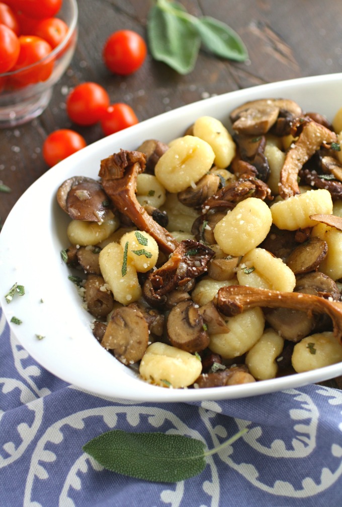 Gnocchi with Sage and Sautéed Mushrooms is a hearty and flavorful meatless dish!