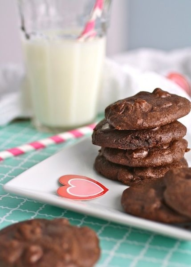 A plate of Dark Chocolate Brownie Drop Cookies