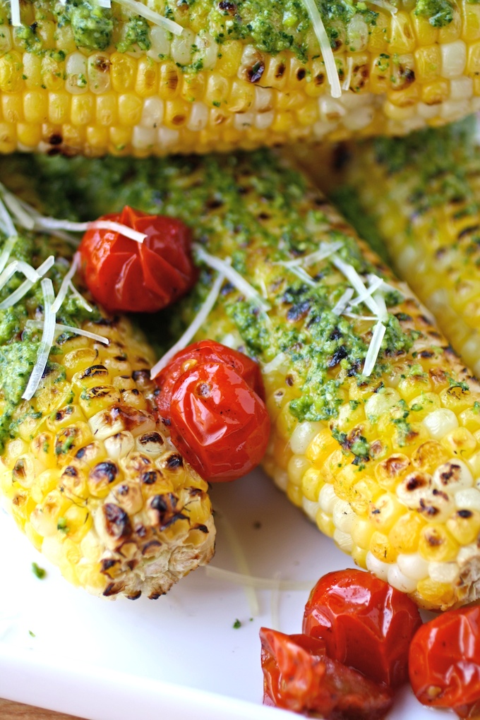 Grilled Corn on the Cob with Kale Pesto is an easy and delicious side!