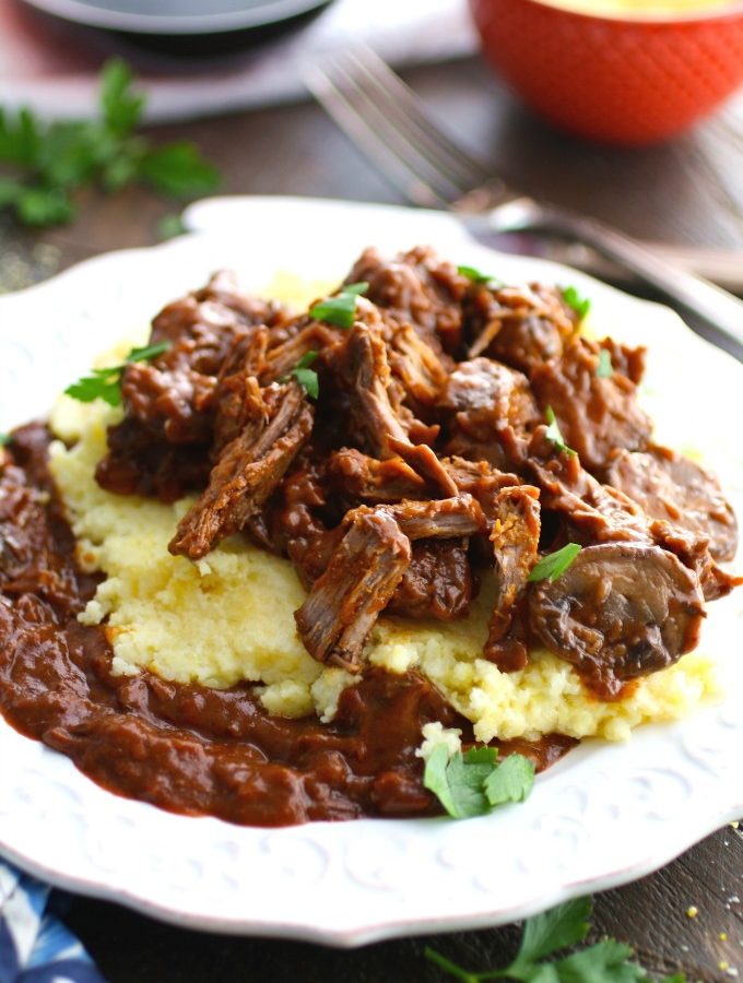 Red Wine Braised Short Ribs with Polenta is a delicious, warming main-dish meal!