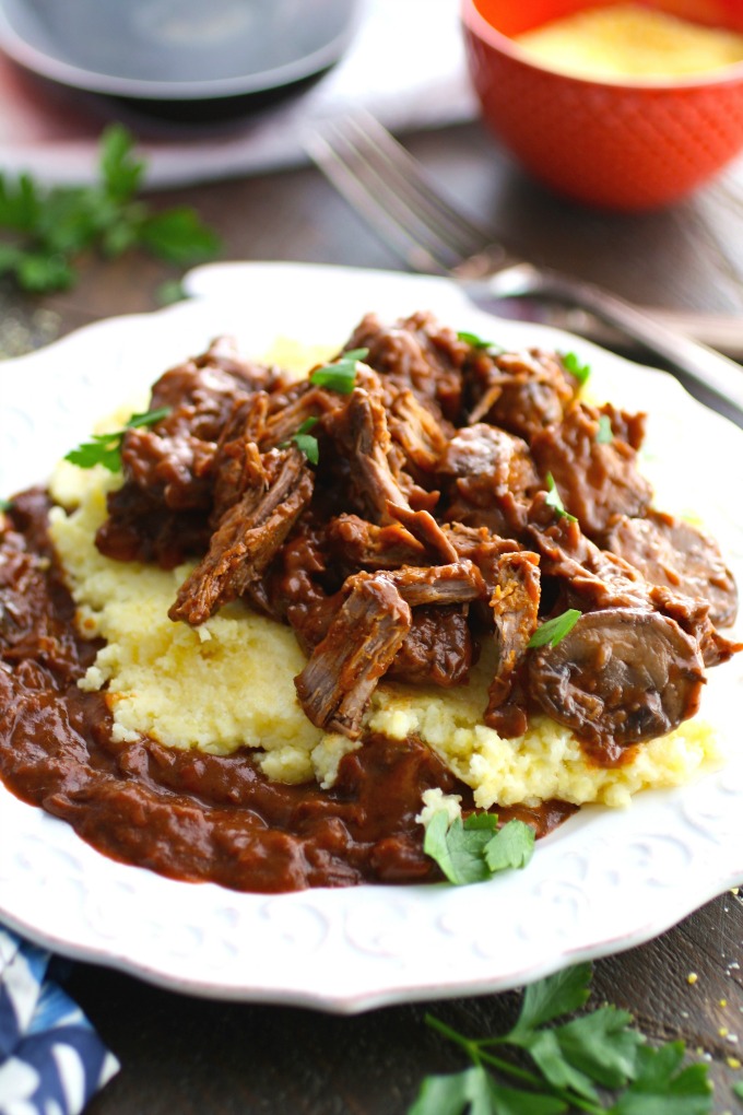 Red Wine Braised Short Ribs with Polenta is a delicious, warming main-dish meal!