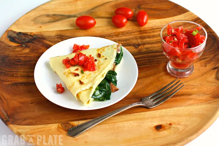 Spinach, Bacon, and Brie Crêpes are elegant for a special meal, and great for a Saturday morning breakfast