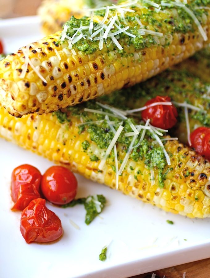 Grilled Corn on the Cob with Kale Pesto makes a fabulous summer side!