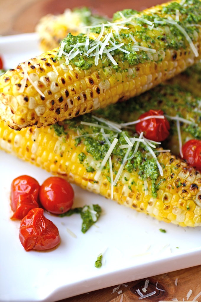 Grilled Corn on the Cob with Kale Pesto makes a fabulous summer side!