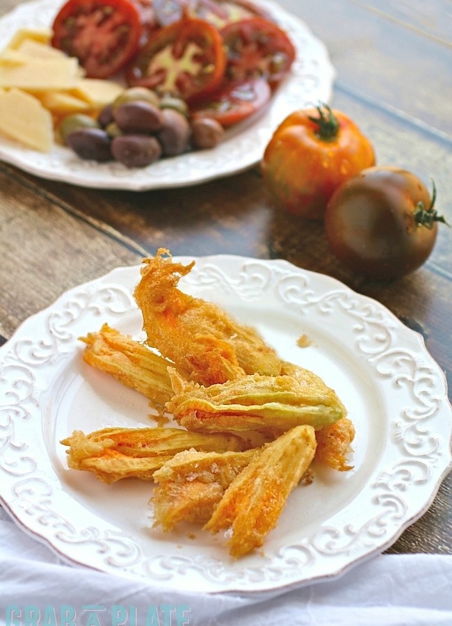 Enjoy a plateful of Fried Zucchini Blossoms this summer for a delightful appetizer | azgrabaplate.com