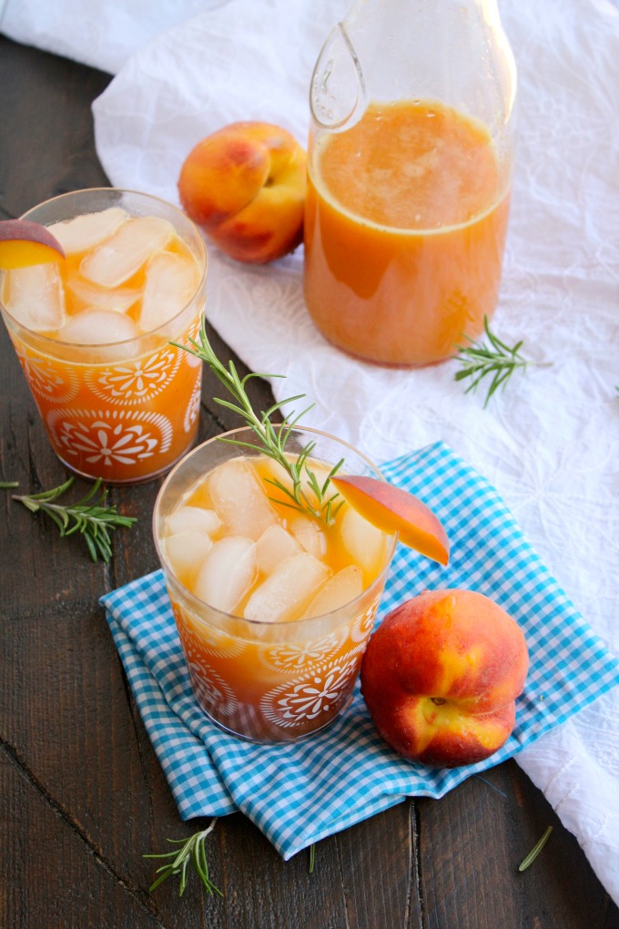 It's so easy to make a refreshing drink like Peach-Rosemary Agua Fresca