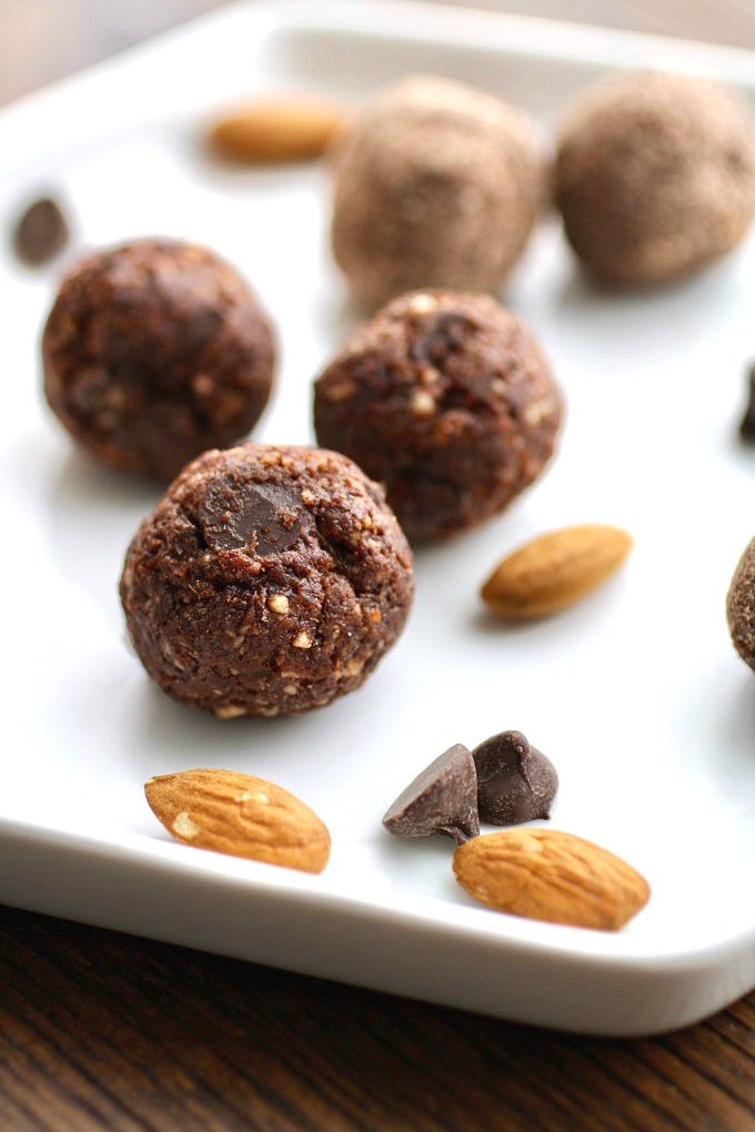 Homemade Larabar Cherry Chocolate Chip Bites are easy to make at home! They're a healthy treat that pack a chocolate punch!