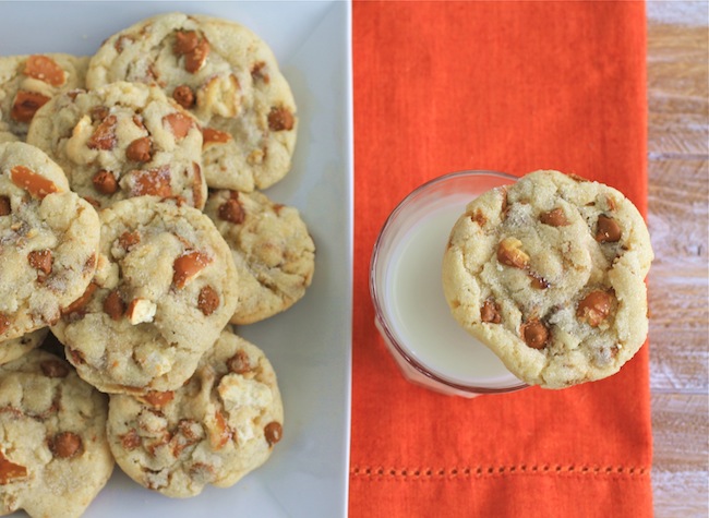 Cinnamon Pretzel Crunch Sugar Cookies piled high