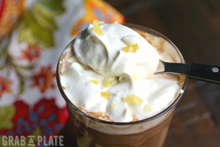 Swirl things together in these Pumpkin Mochas with Ginger Whipped Topping