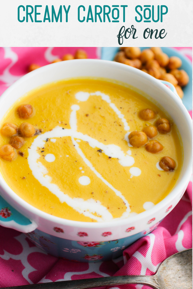 Creamy Carrot Soup for One is a lovely soup with fresh flavor, perfectly portioned!