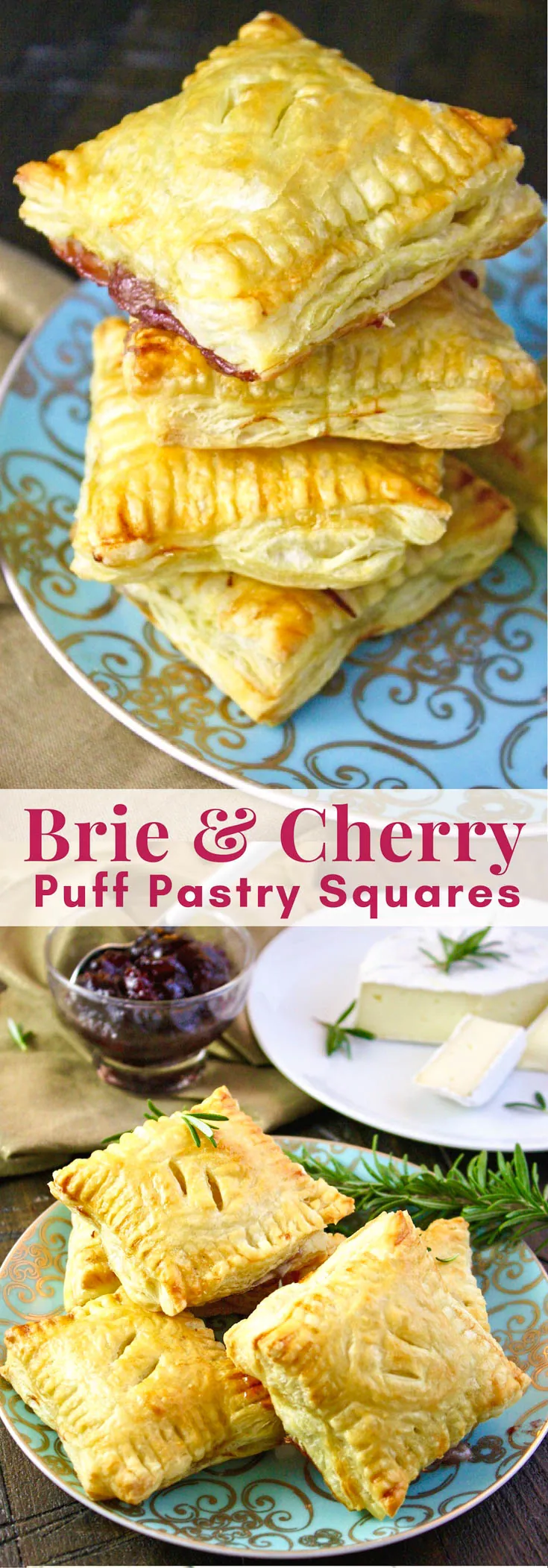 Easy Brie and Cherry Puff Pastry Squares make an elegant and easy-to-make appetizer. This is a great appetizer to make, just in time for the holidays!