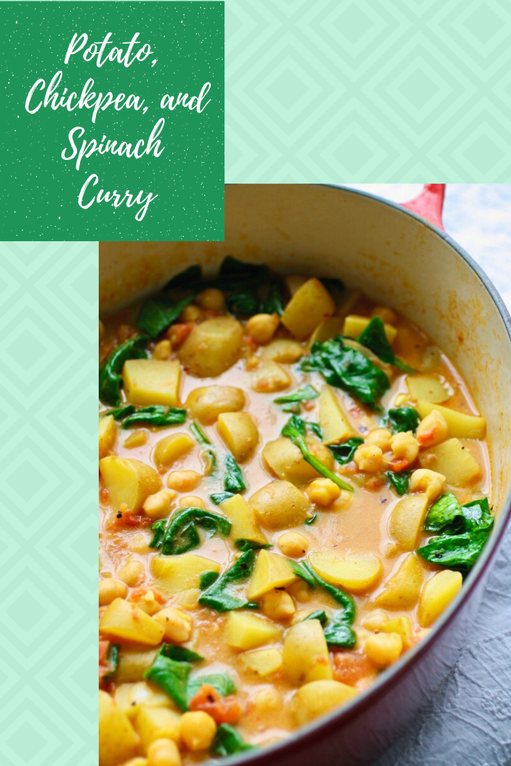 Potato, Chickpea, and Spinach Curry is so easy to make and it's big on flavor. It makes a filling meatless meal, too.