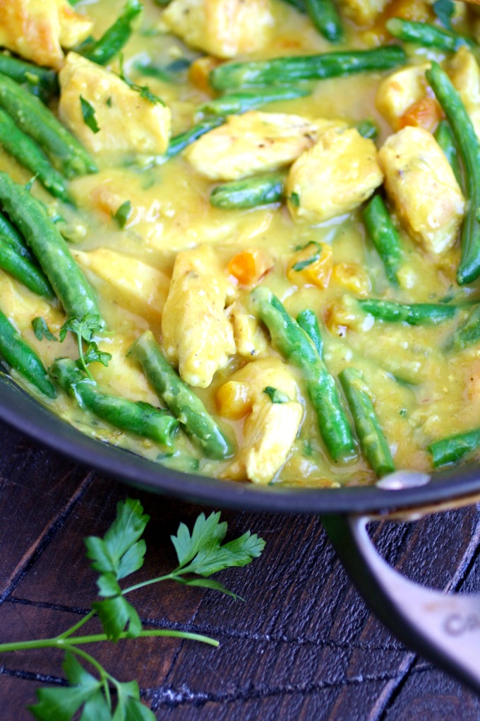 Moroccan Skillet Chicken with Green Beans is colorful, and definitely flavorful. You'll love it!