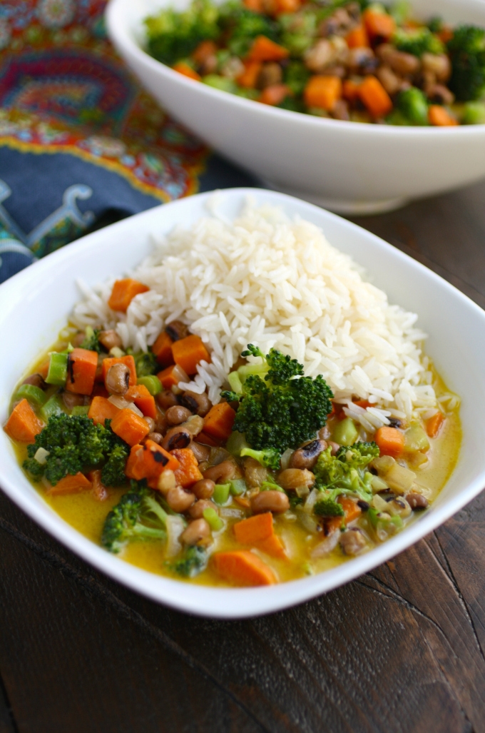Sweet Potato & BlackEyed Pea Curry (Meatless Monday)