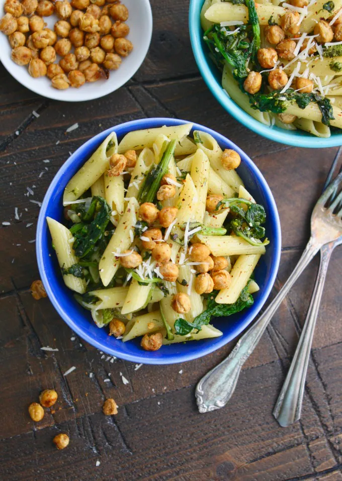 You should look into making Pasta with Rapini and Crispy Chickpeas for your next meal!