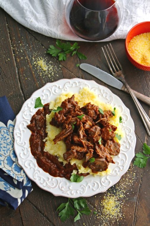 Red Wine Braised Short Ribs with Polenta