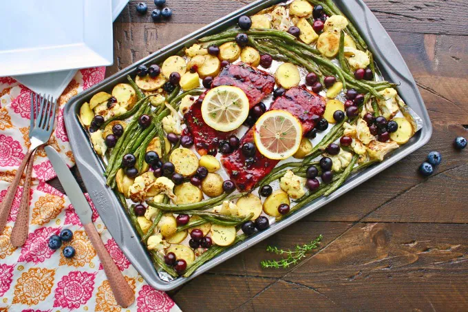 You'll love this easy-to-make and tasty dish: Sheet Pan Blueberry-Balsamic Glazed Salmon!