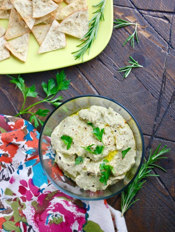 Go ahead and dip! You'll love Roasted Eggplant Dip with Easy Garlic Pita Chips for any event, or none at all!
