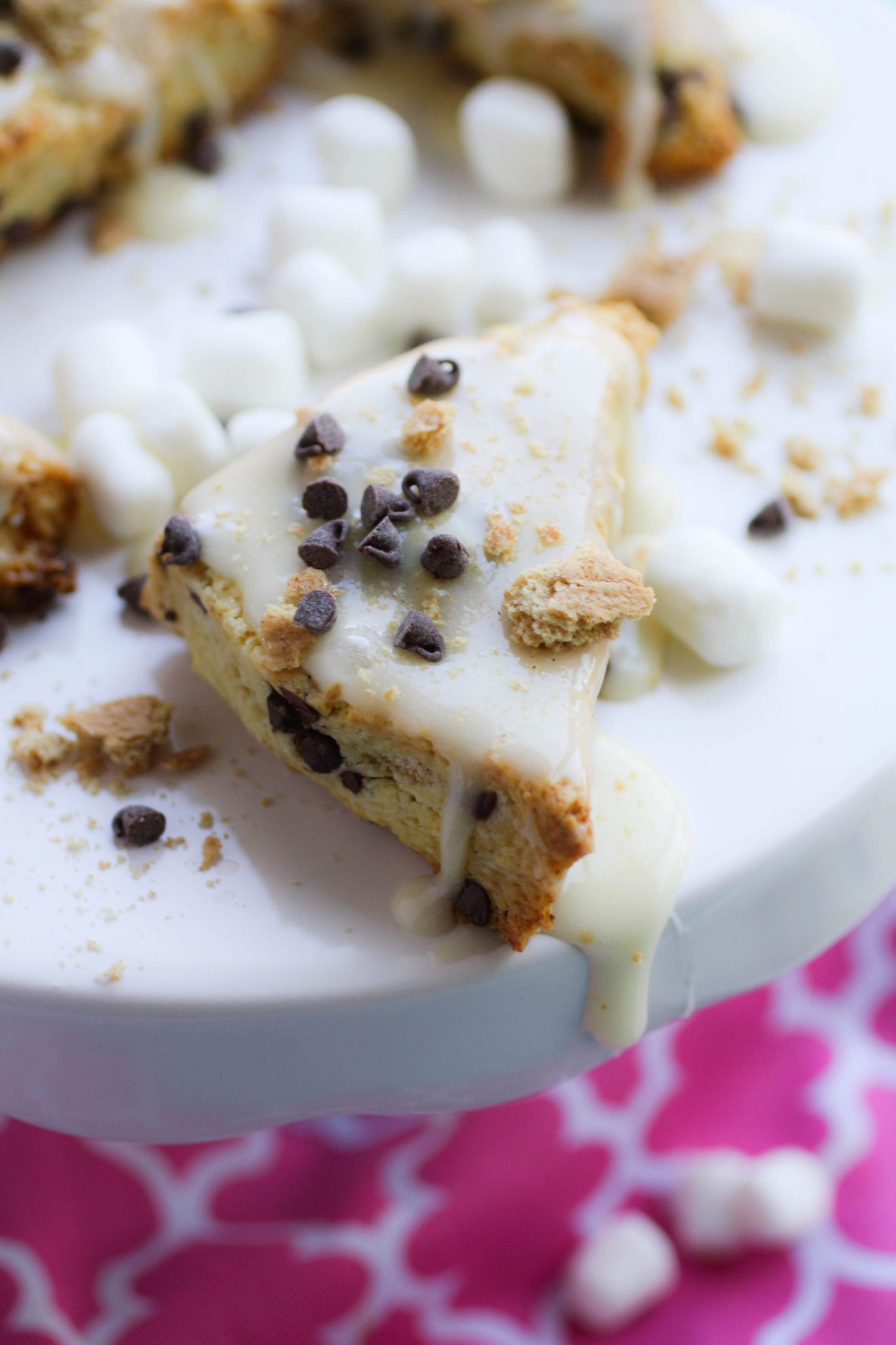 Mini S’mores Scones with Marshmallow Glaze