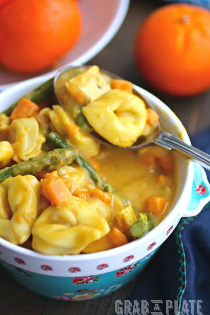 You'll love the flavors and heartiness of Curried Vegetable & Chicken Tortellini Soup