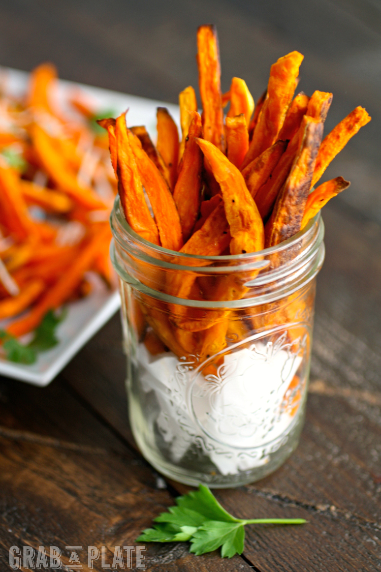 Sweet Potato “Fries” with Jalapeño-Onion Ranch Dip