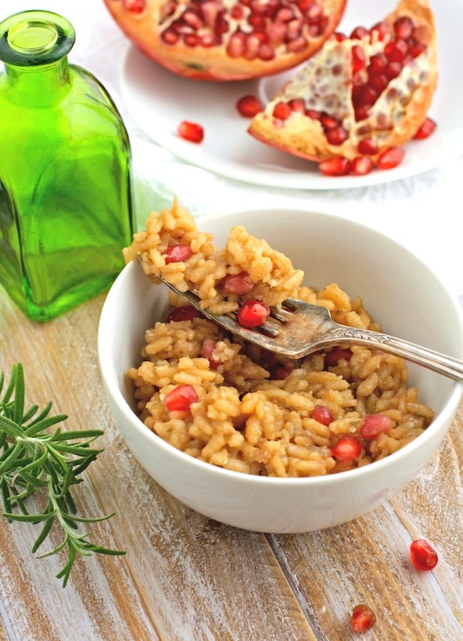 A bowl of Pomegranate-rosemary Risotto