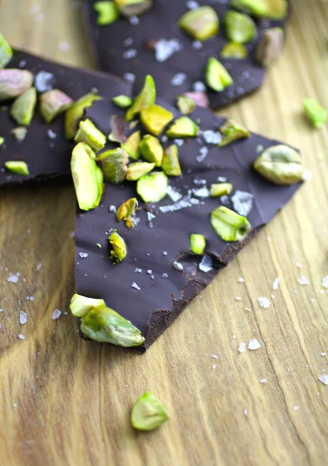 Holiday cheer: Chocolate Bark with Pistachios and Sea Salt