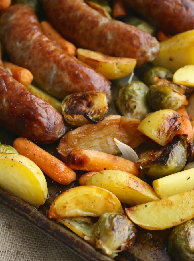 Easy prep makes Oktoberfest Sheet Pan Brats with Vegetables is soon to become a fall favorite!