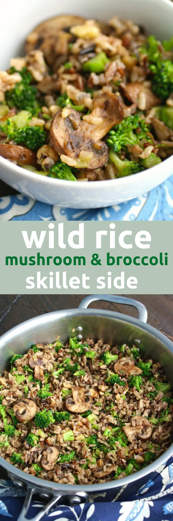 Wild Rice Mushroom and Broccoli Skillet Side is a great side dish for any meal, including the holidays! You'll love this side dish with wild rice as the star!